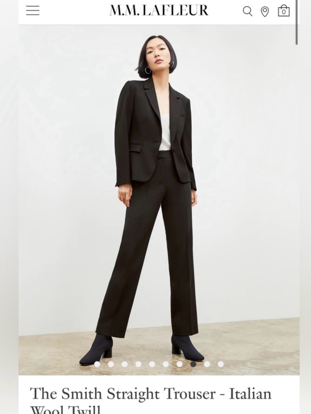MM. Lafleur The Smith Straight Trouser - Black Italian Wool Twill - Size 18 NWT